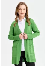 Desen Triko Ajurlu Ara Boy İnce Triko Ceket-24353