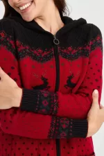 Desen Triko Geyik Desenli Yün Hırka-23221 - Görsel 6