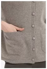 Desen Triko Kadın V Yaka Basic Yün Hırka-24043 - Görsel 2