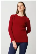Desen Triko Reglan Britli Boncuklu Saf Yün Kazak-25206