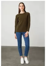 Desen Triko Reglan Britli Boncuklu Saf Yün Kazak-25206 - Görsel 5