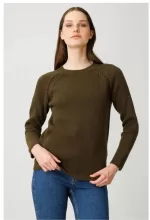 Desen Triko Reglan Britli Boncuklu Saf Yün Kazak-25206 - Görsel 6