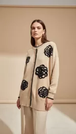 Ghisa Önü Çiçek Detaylı Triko Hıırka-3086 - Görsel 2