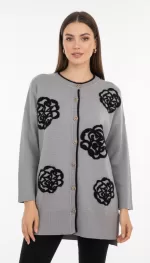 Ghisa Önü Çiçek Detaylı Triko Hıırka-3086 - Görsel 3