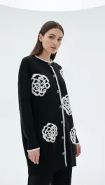 Ghisa Önü Çiçek Detaylı Triko Hıırka-3086 - Görsel 5