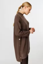 Ghisa Yanları Düğme Detaylı Triko Tunik-4656 - Görsel 3