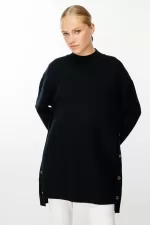 Ghisa Yanları Düğme Detaylı Triko Tunik-4656 - Görsel 6