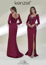 Kenzel Kol Detaylı V Yaka Abiye Elbise-9061 - Görsel 2