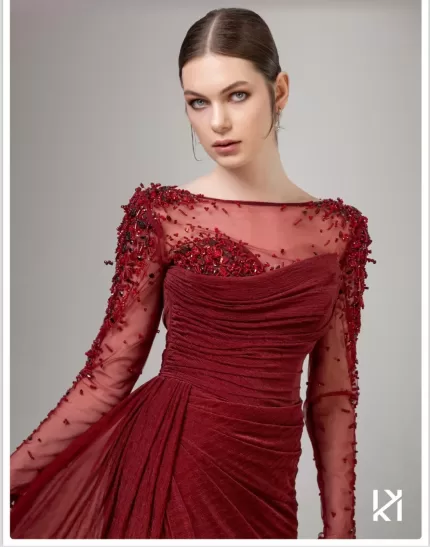 Kenzel Taş Detaylı Abiye Elbise-7098