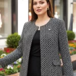 Zms Kırçıllı Siyah Beyaz Astarlı Tek Ceket-2517